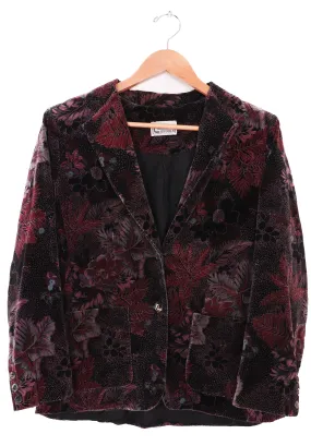 70s-80s Camp Casuals Dark Purple Foliage Blazer