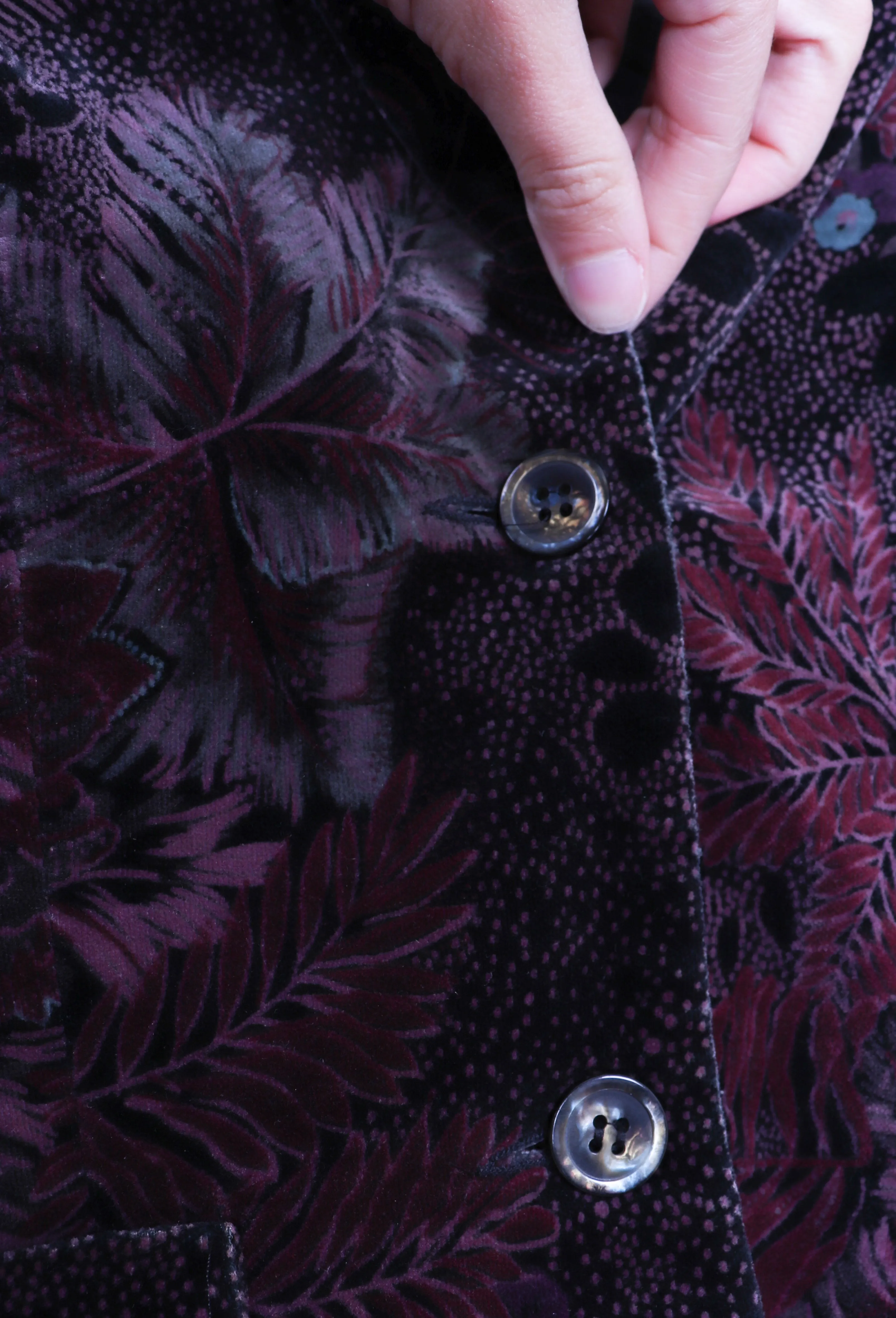 70s-80s Camp Casuals Dark Purple Foliage Blazer