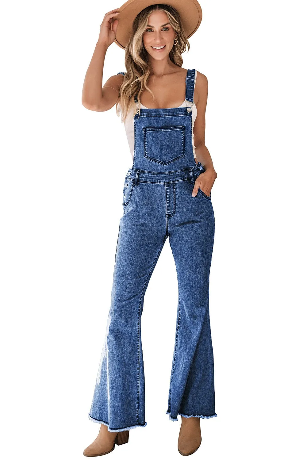 Adjustable Strap Denim Jumpsuit