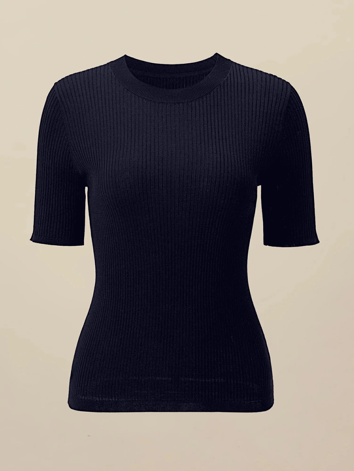 Amoretu 100% Lyocell Ribbed Knit Slim Fit Top