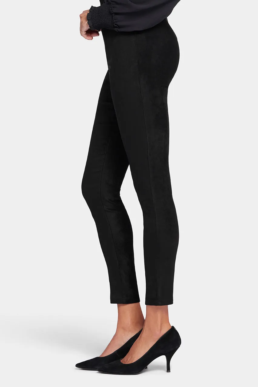 Basic Legging Trouser Black Stretch Faux Suede | Black