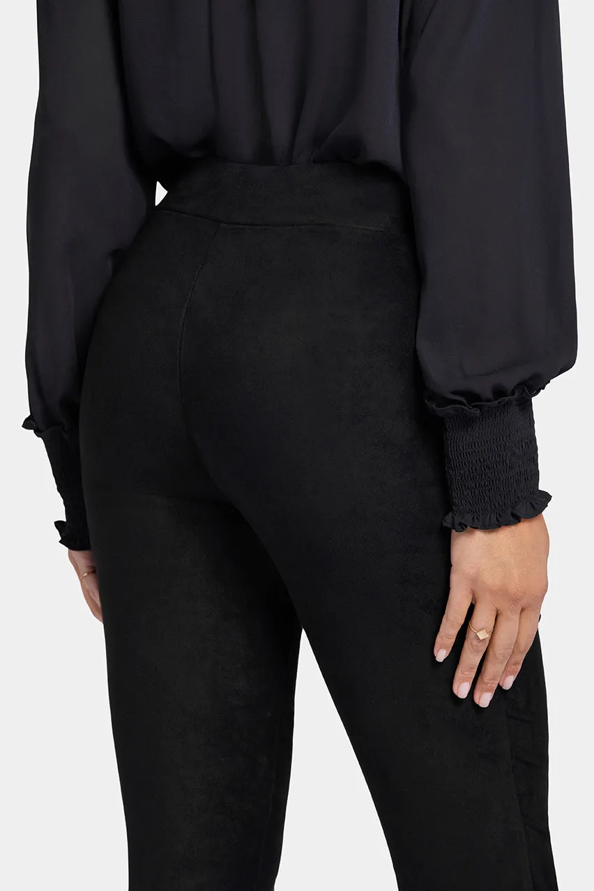 Basic Legging Trouser Black Stretch Faux Suede | Black