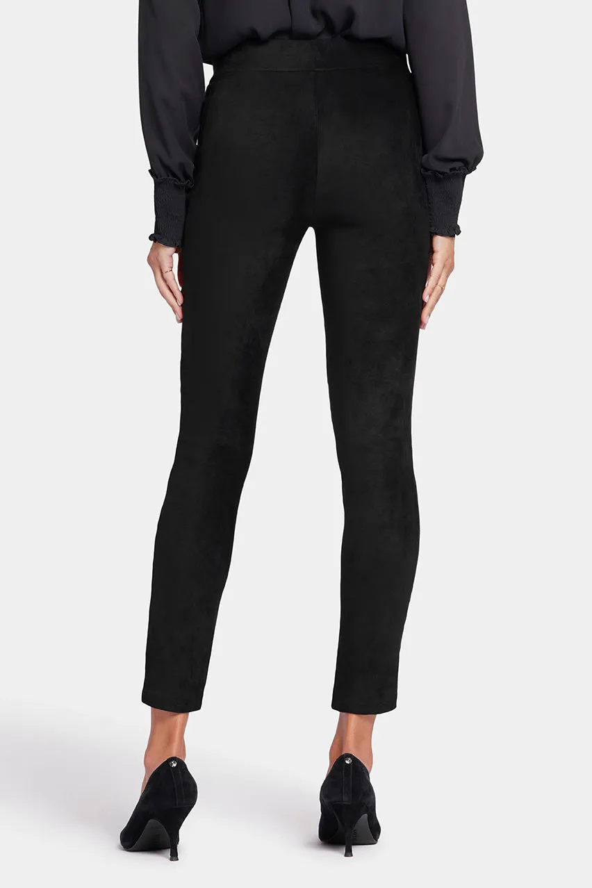 Basic Legging Trouser Black Stretch Faux Suede | Black