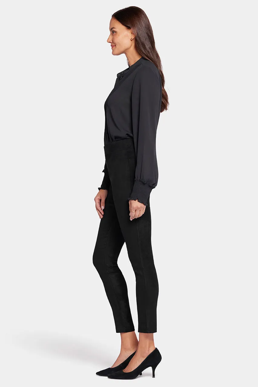 Basic Legging Trouser Black Stretch Faux Suede | Black