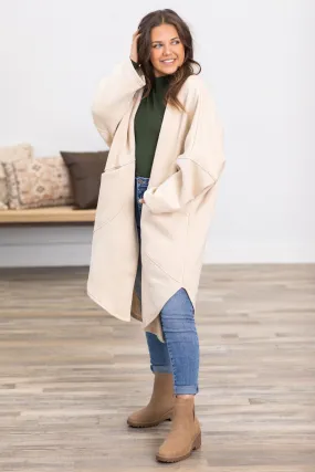 Beige Cozy Round Hem Cardigan