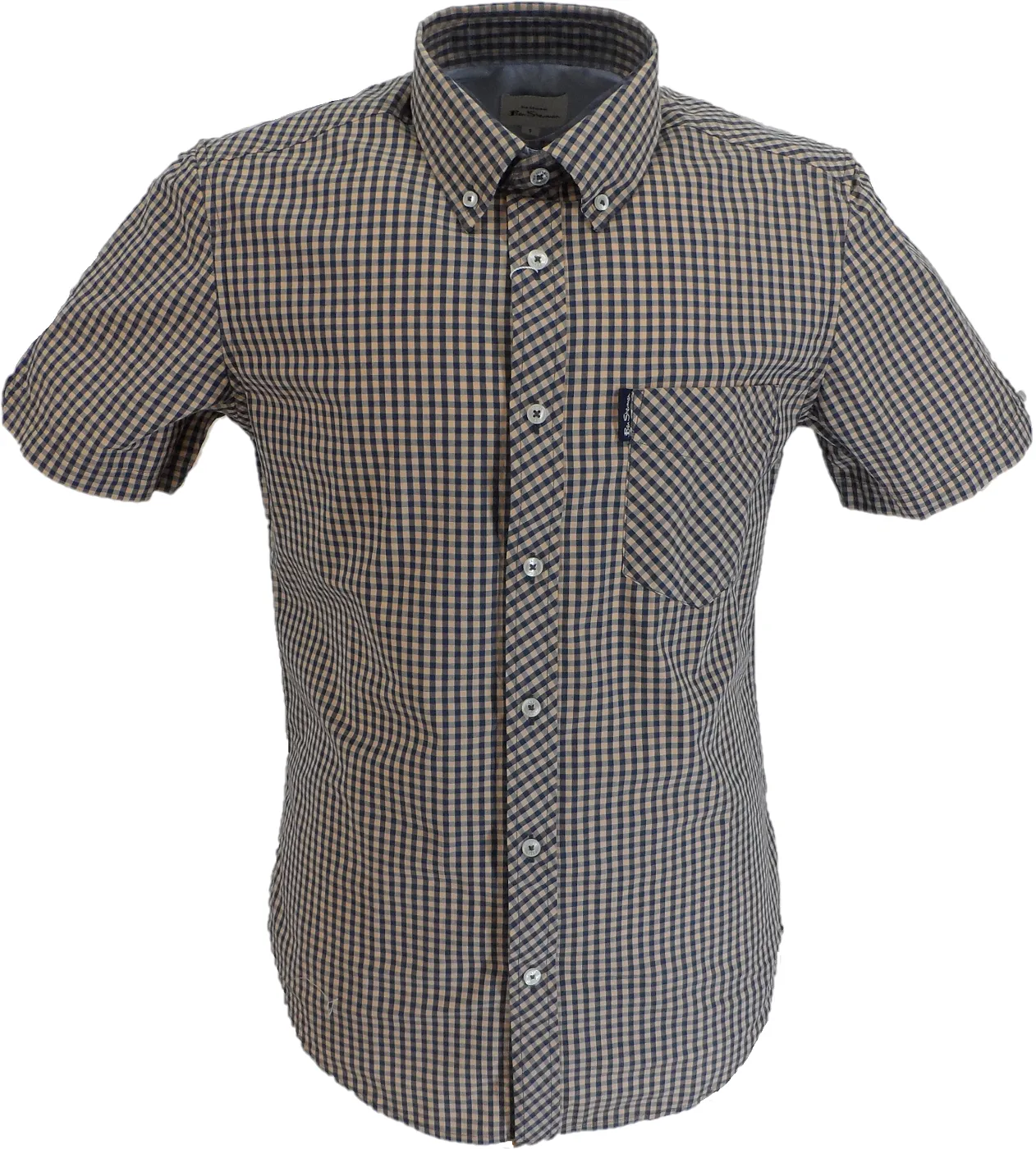 Ben Sherman Mens Copper Orange Gingham Check Shirts