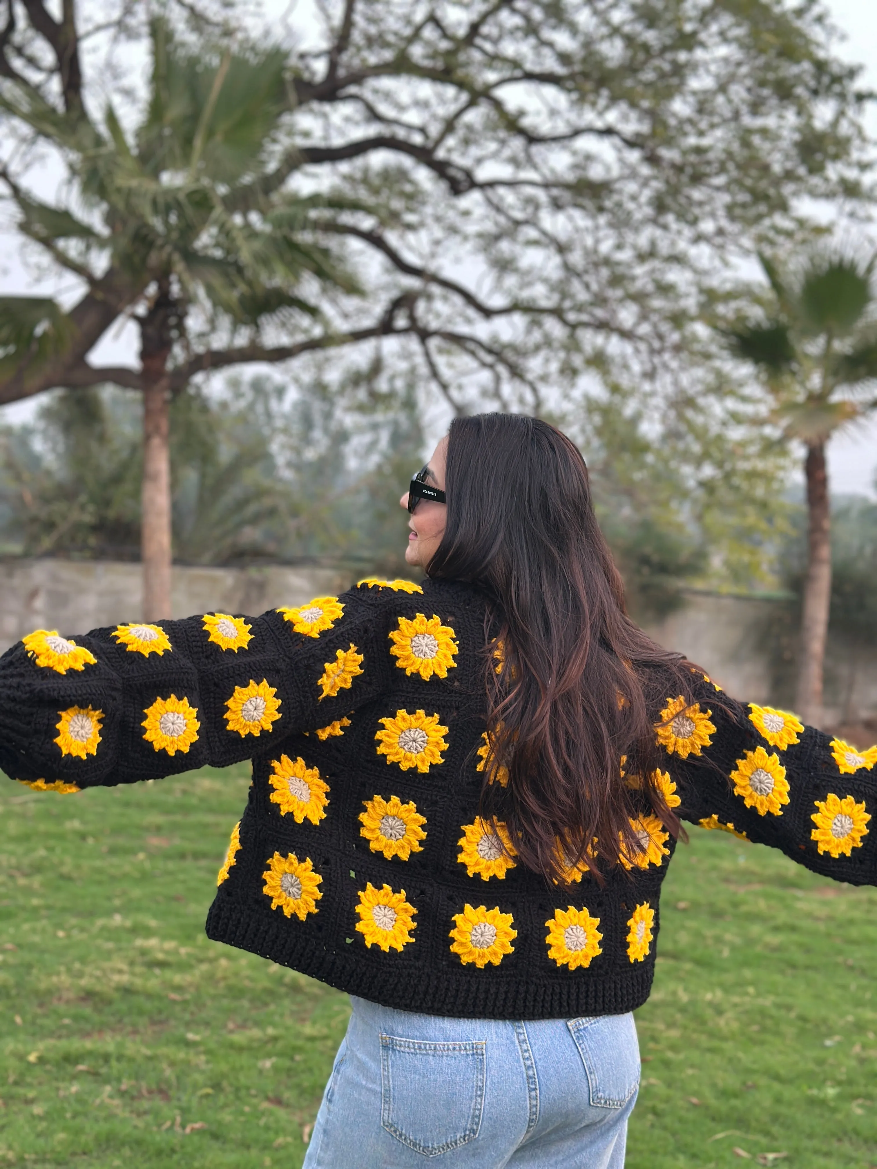 Black Picnic Daisy Cardigan