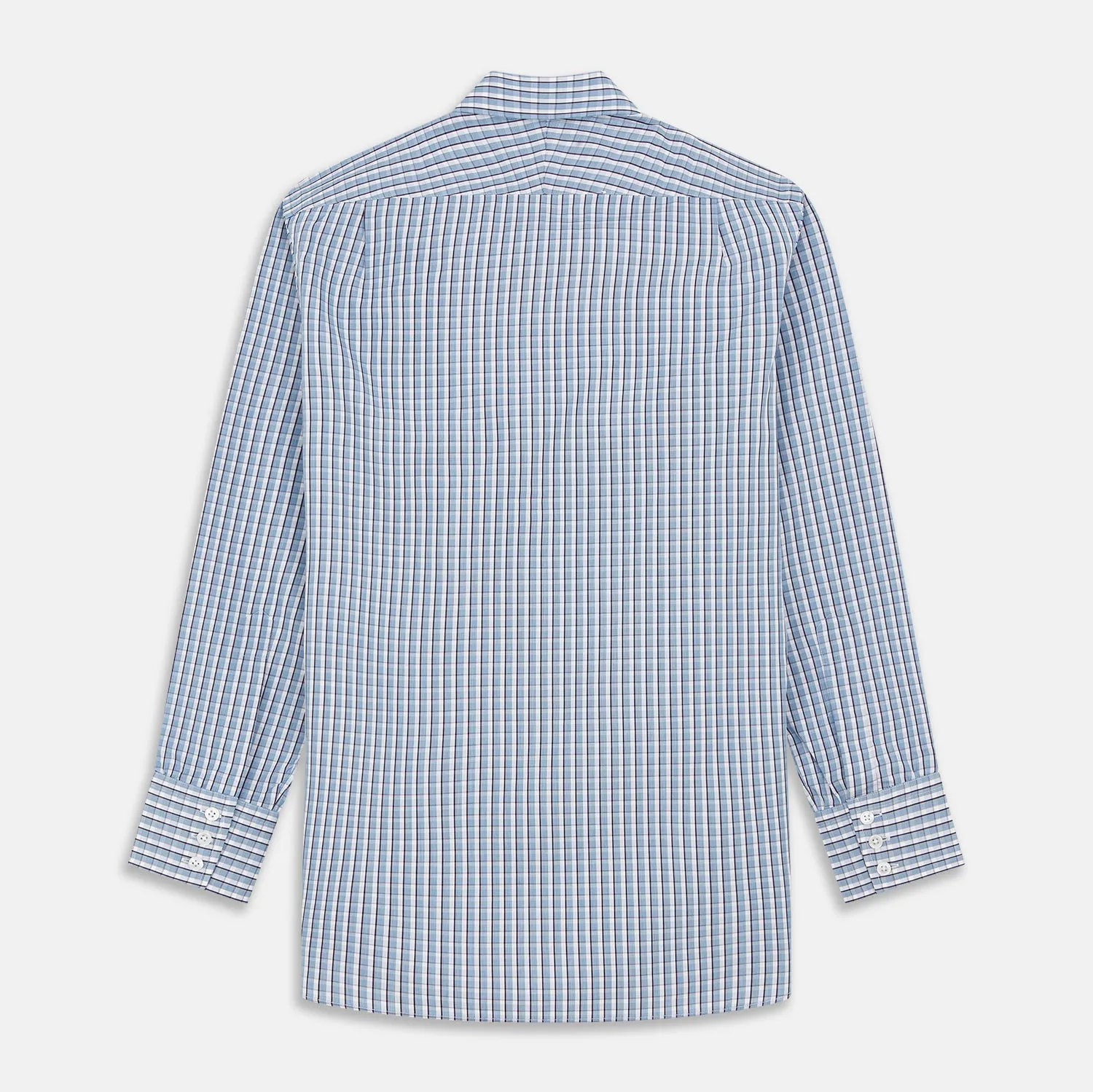 Blue and White Check Cotton Regular Fit Mayfair Shirt