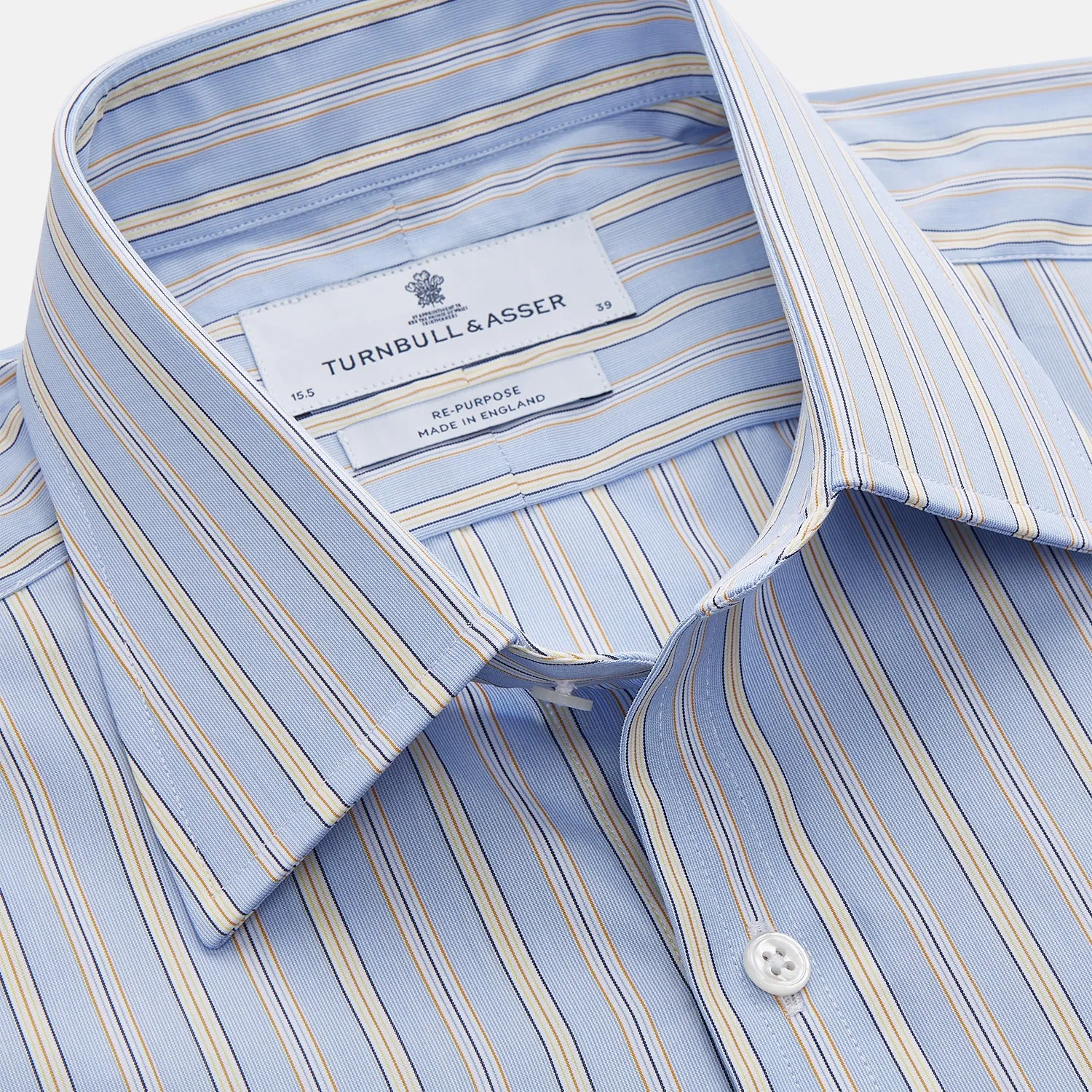 Blue and Yellow Multi Stripe Cotton Regular Fit Mayfair Shirt