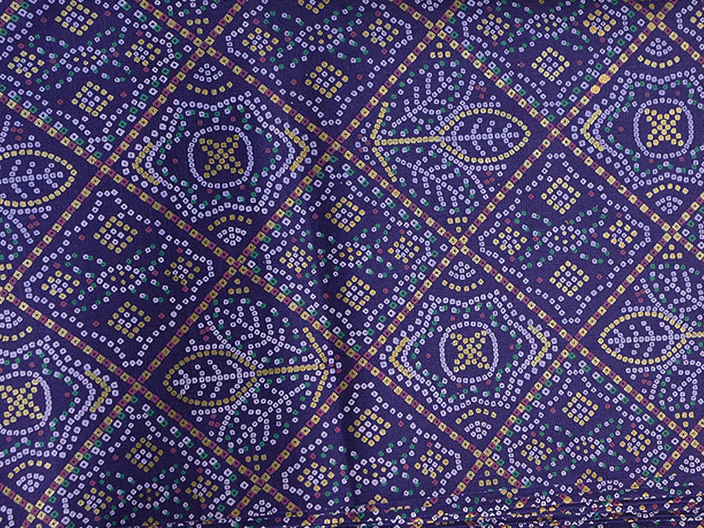 Blue Traditional Bandhani Digital Printed Slub Cotton Fabric