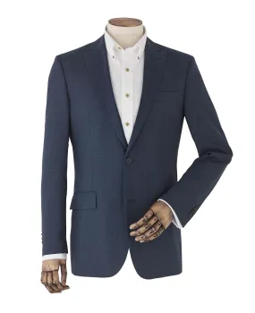 Blue Wool-Blend Micro Pattern Jacket