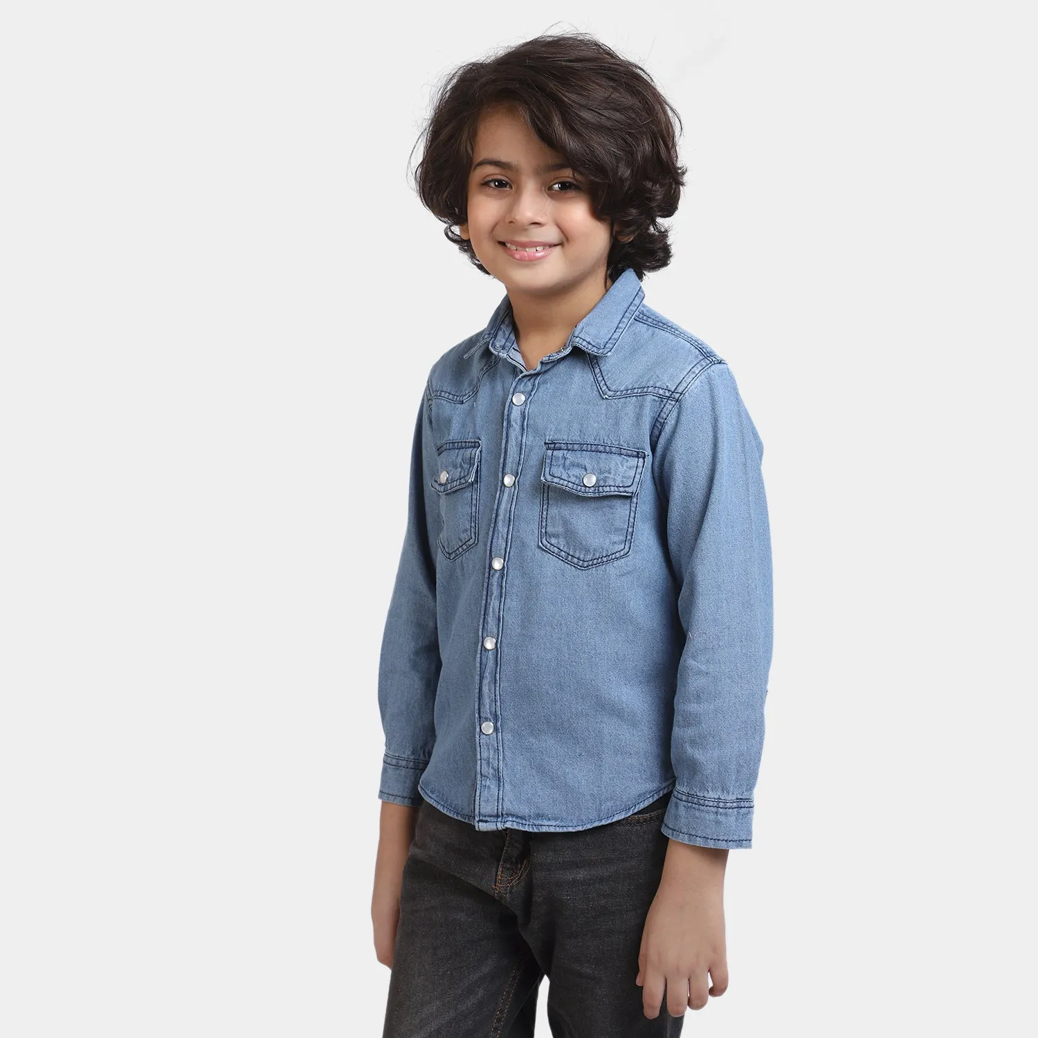 Boys Denim Casual Shirt Happy-D/Blue