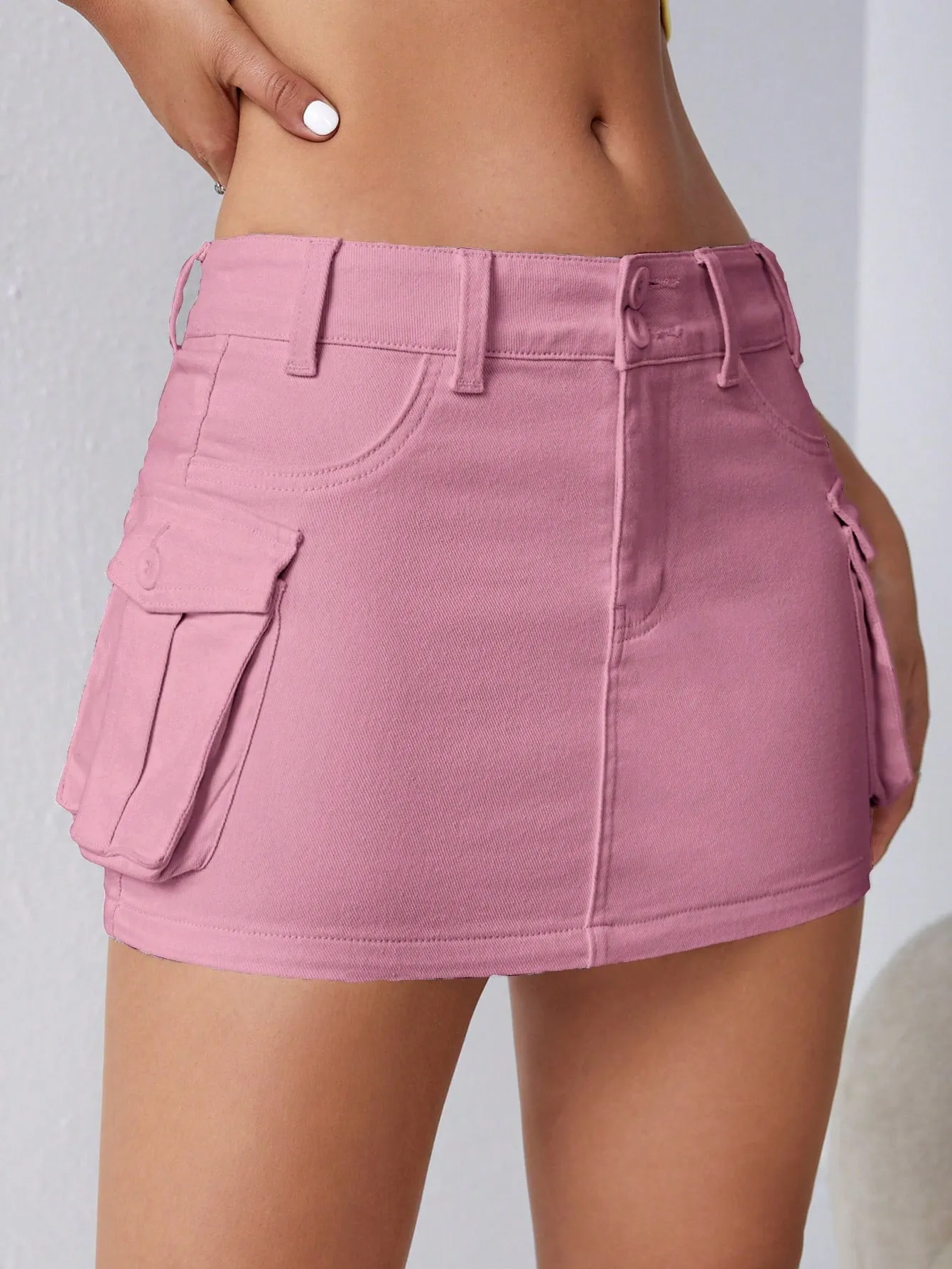 Casual Flap Pocket  Cargo Skirt