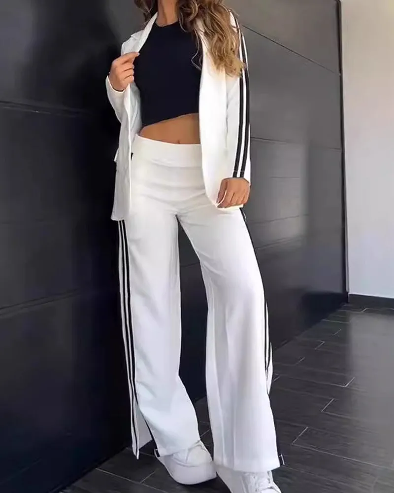 Casual Lapel Suit Wide-Leg Pants Two-Piece Suit