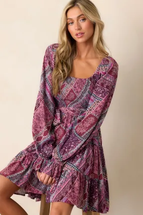 Cause A Commotion Purple Multi Print Dress