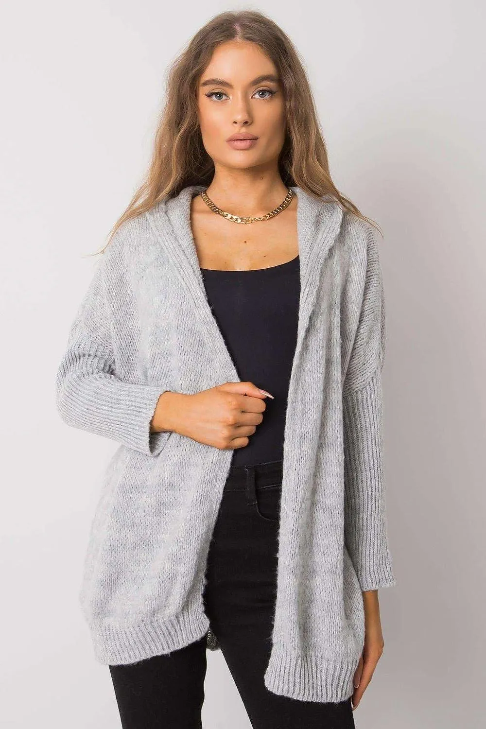 Chic Beige Oversized Knit Cardigan