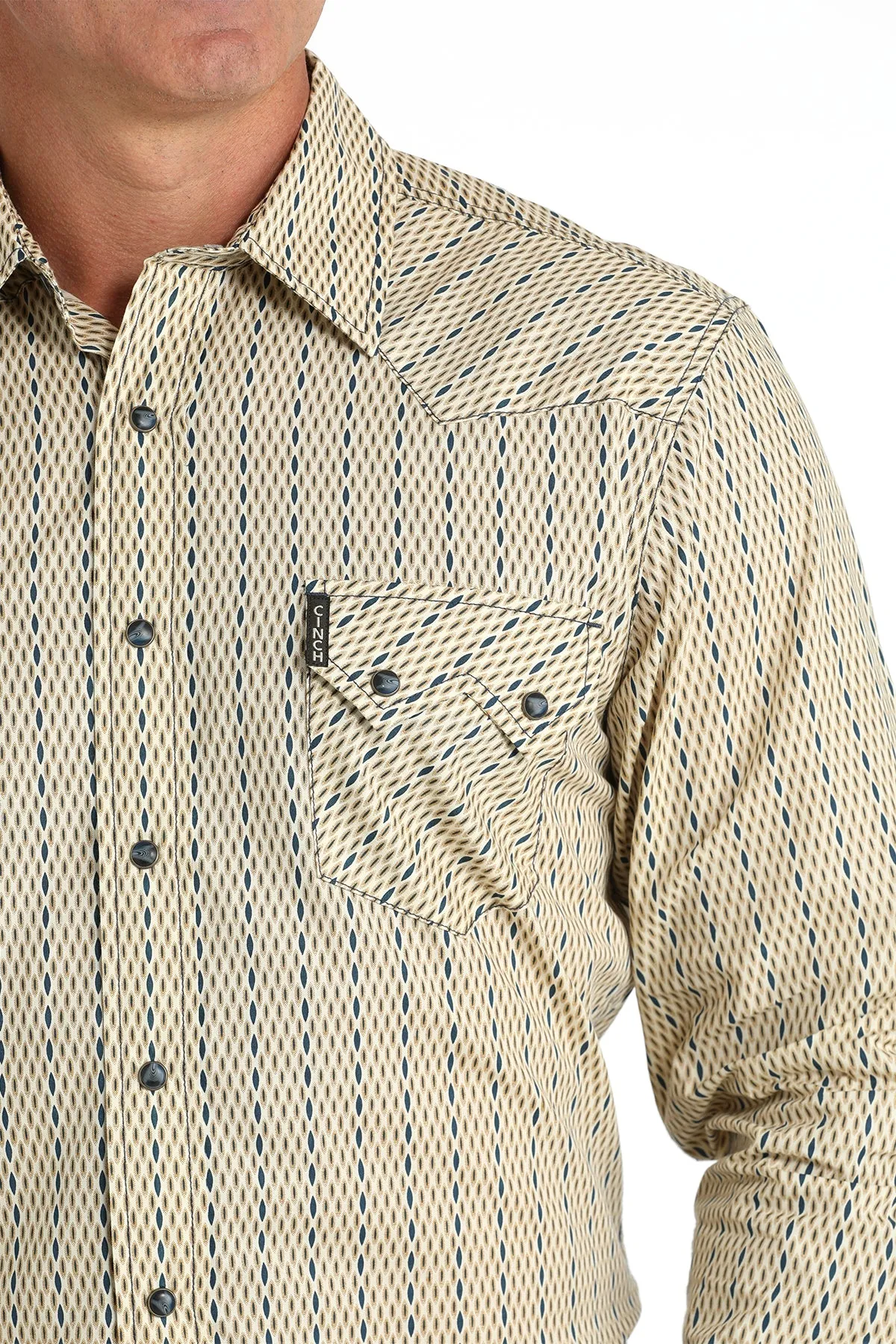 Cinch Men's Cream Vintage Stripe Modern Fit Snap Shirt