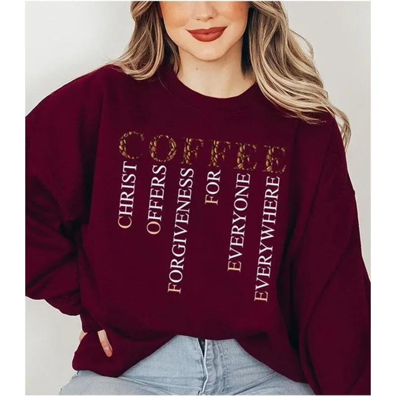 COLOR BEAR "Coffee" Christian Inspirational Graphic Sweatshirt