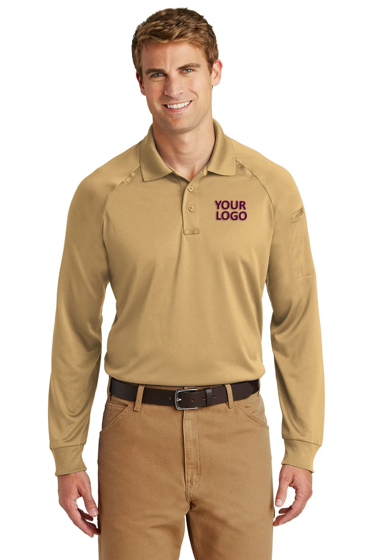 CornerStone Long Sleeve Tactical Polo, Tan