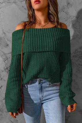 Curl Up and Get Cozy Off Shoulder Knit Sweater