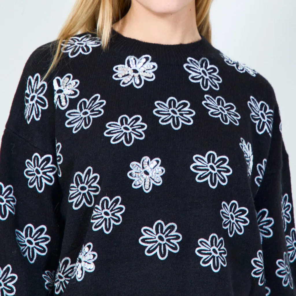 Dainty floral print sweater wholesale