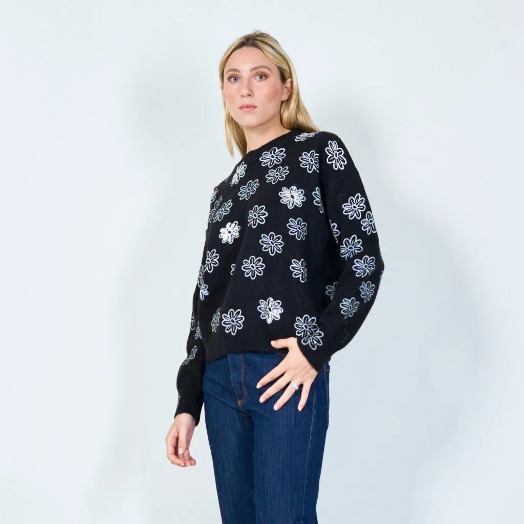 Dainty floral print sweater wholesale