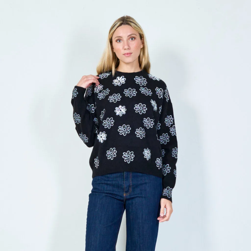 Dainty floral print sweater wholesale