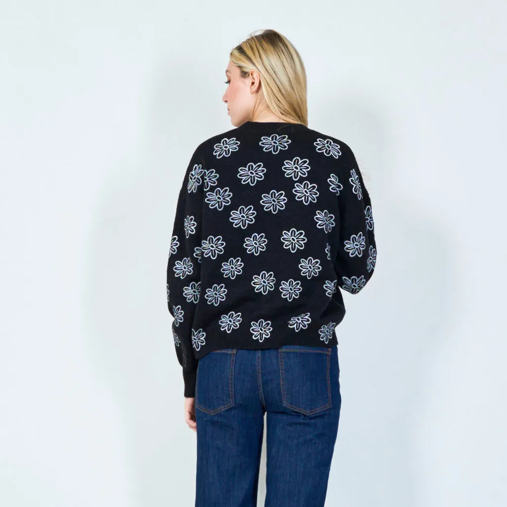 Dainty floral print sweater wholesale