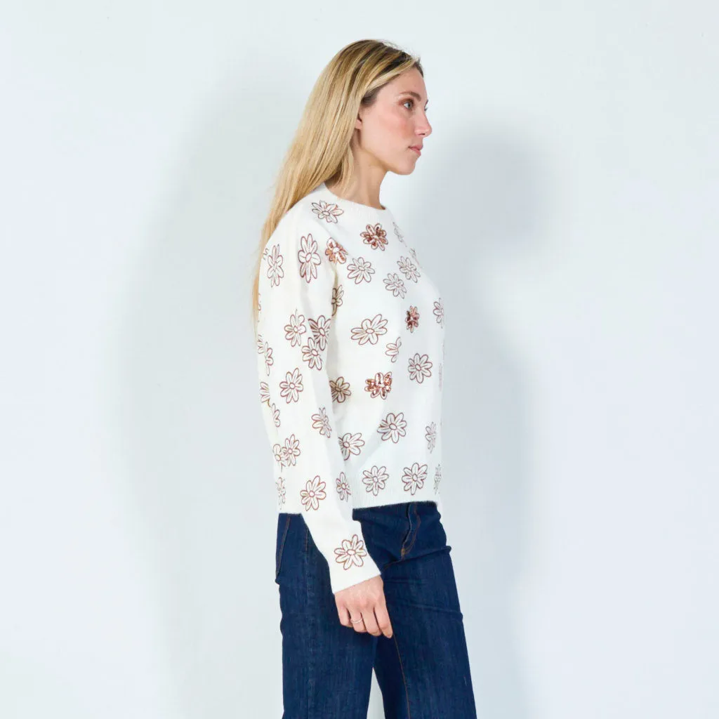 Dainty floral print sweater wholesale