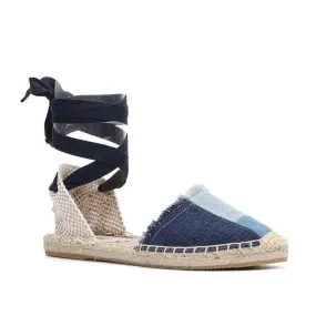 Denim T-Strap Espadrilles Flat Sandals