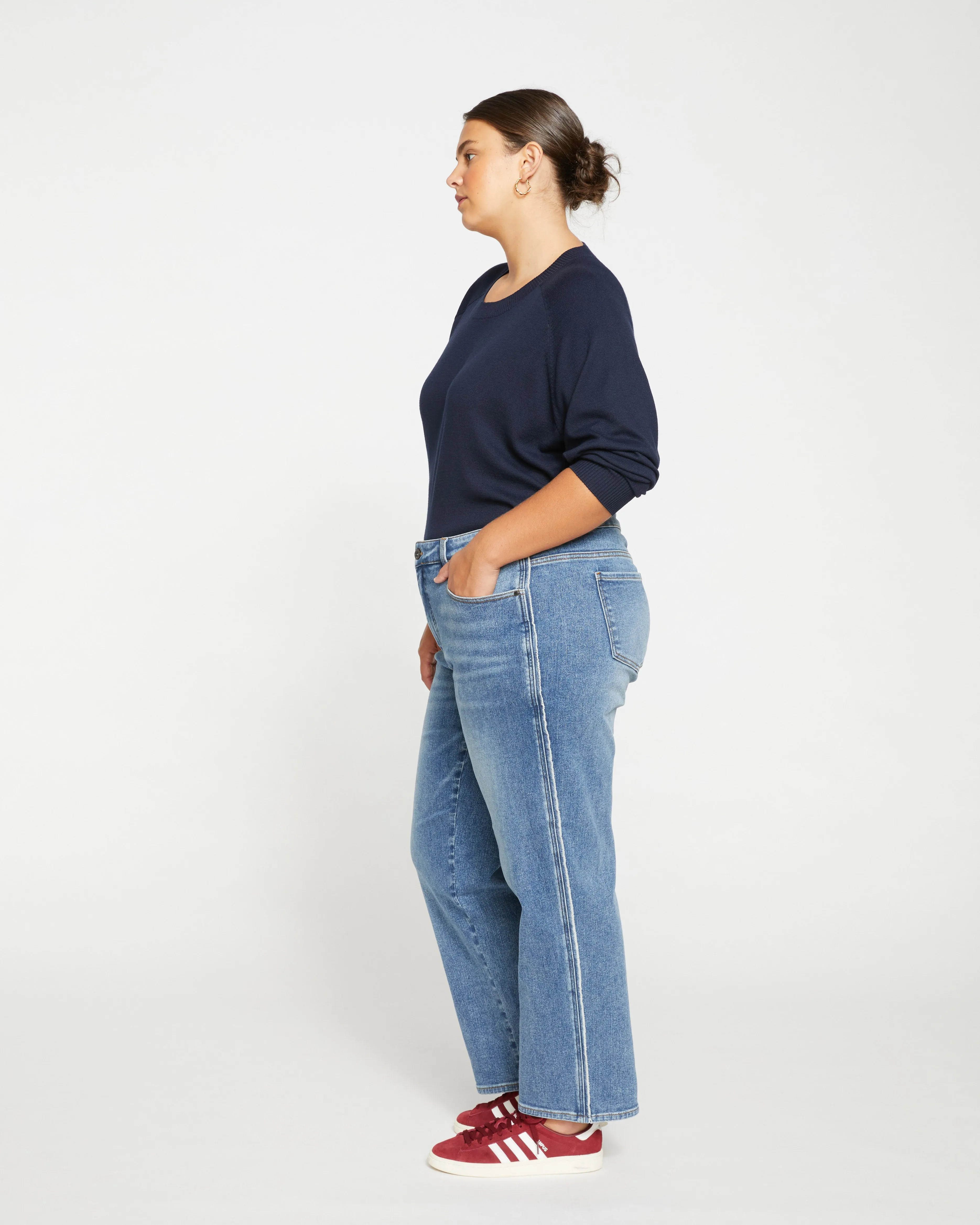 Elliot Mid Rise Tuxedo Stripe Jeans - Montana Blue