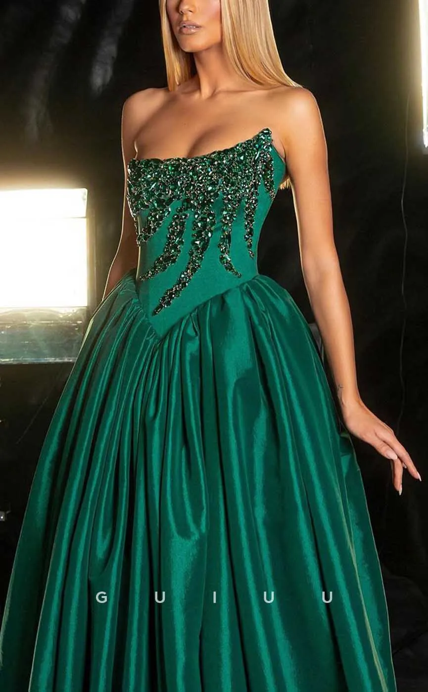 G4330 - Chic & Modern A-Line Asymmetrical Beaded and Draped Evening Party Prom Dress