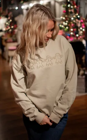 Gingerbread Embroidered Holiday Crewneck