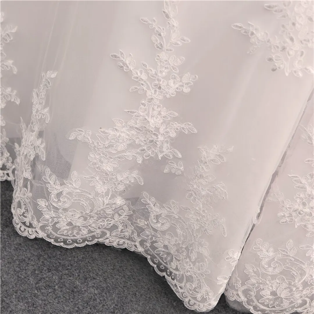 GownLink Divine White Wedding Train Gown with Long Train long Sleeves GLR017