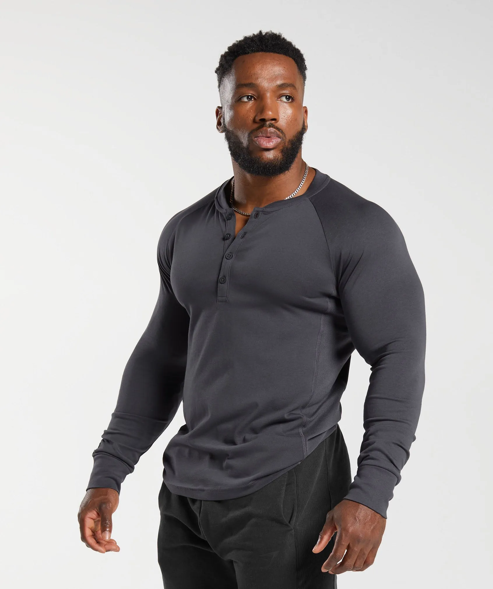 Gymshark Rest Day Essentials Henley - Onyx Grey