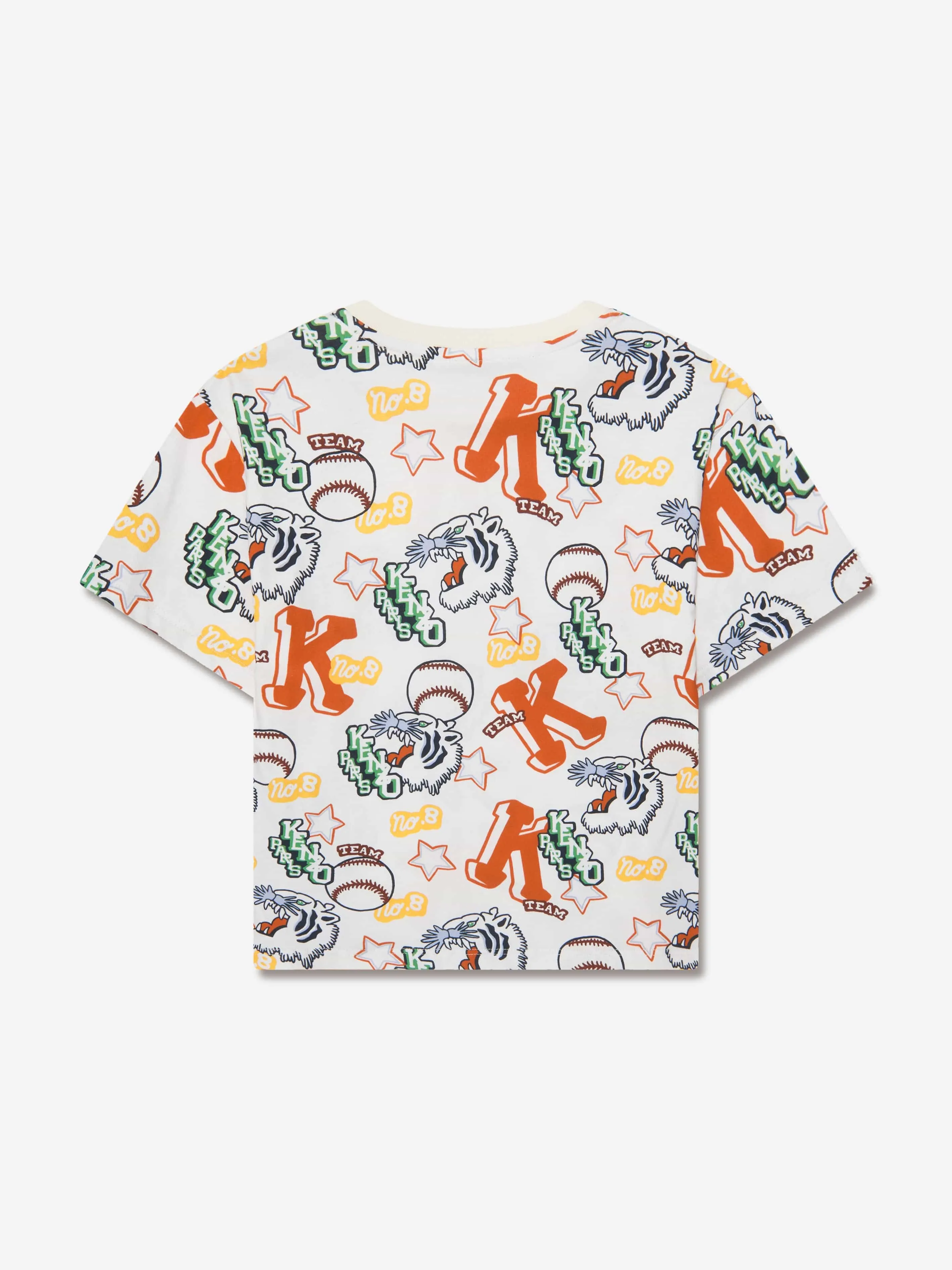 KENZO Boys Logo Print T-Shirt in Ivory