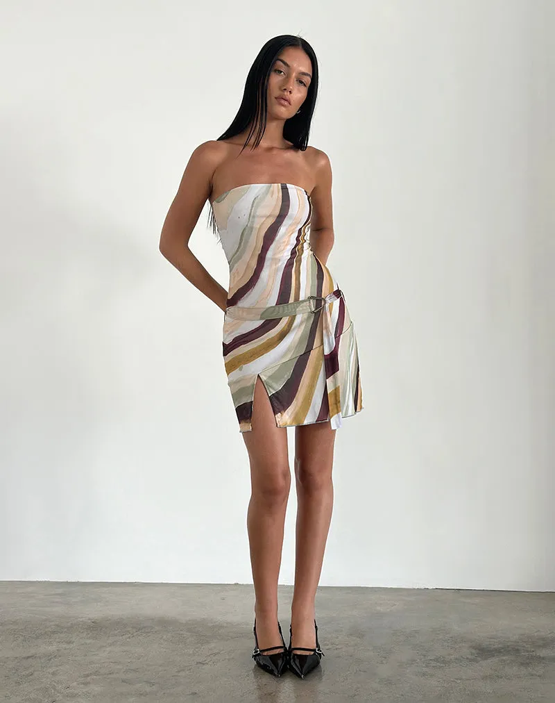 Kevsra Bandeau Mini Dress in Mesh Wiggle Sunset