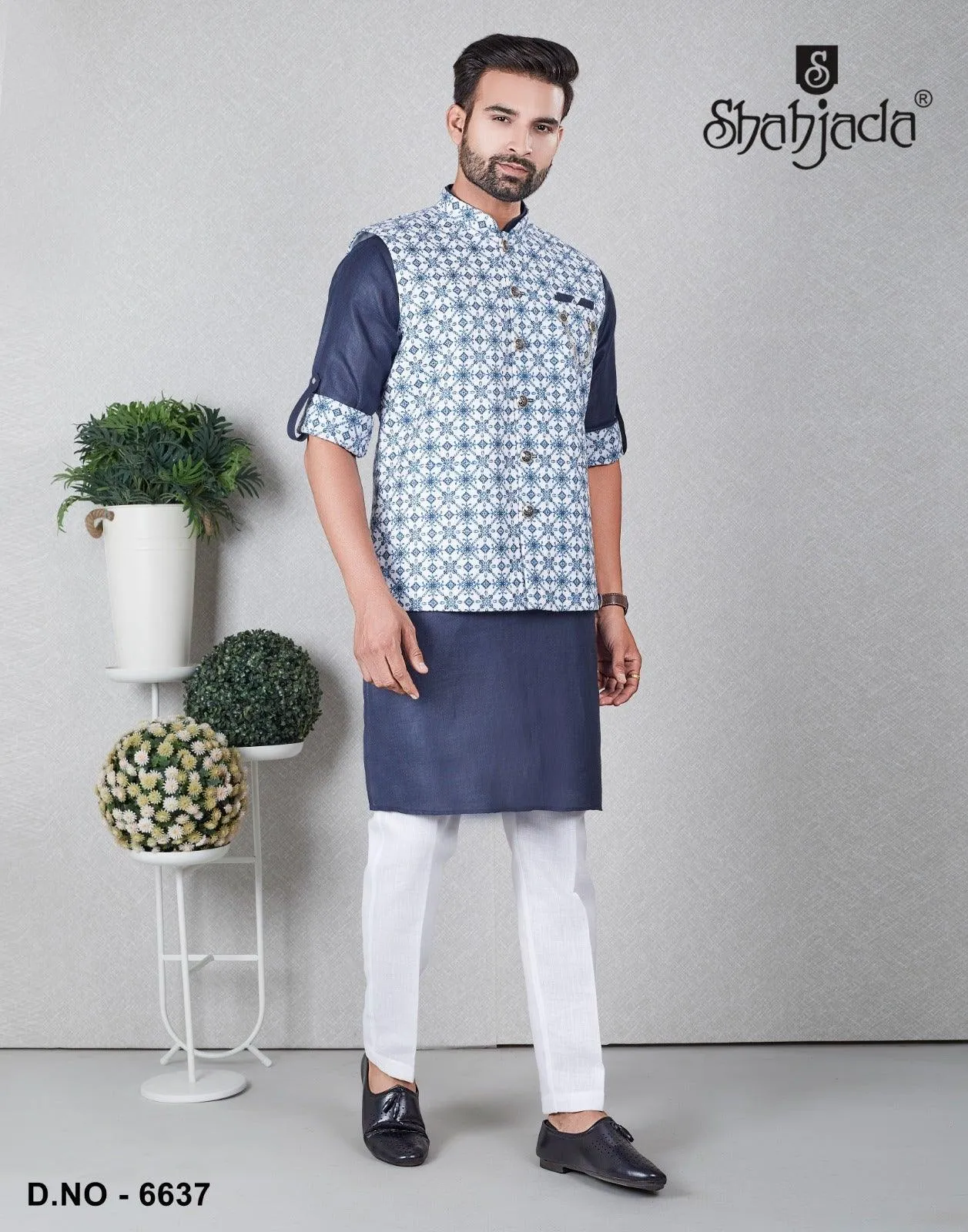 Kurta Jacket Set with Pants 6637