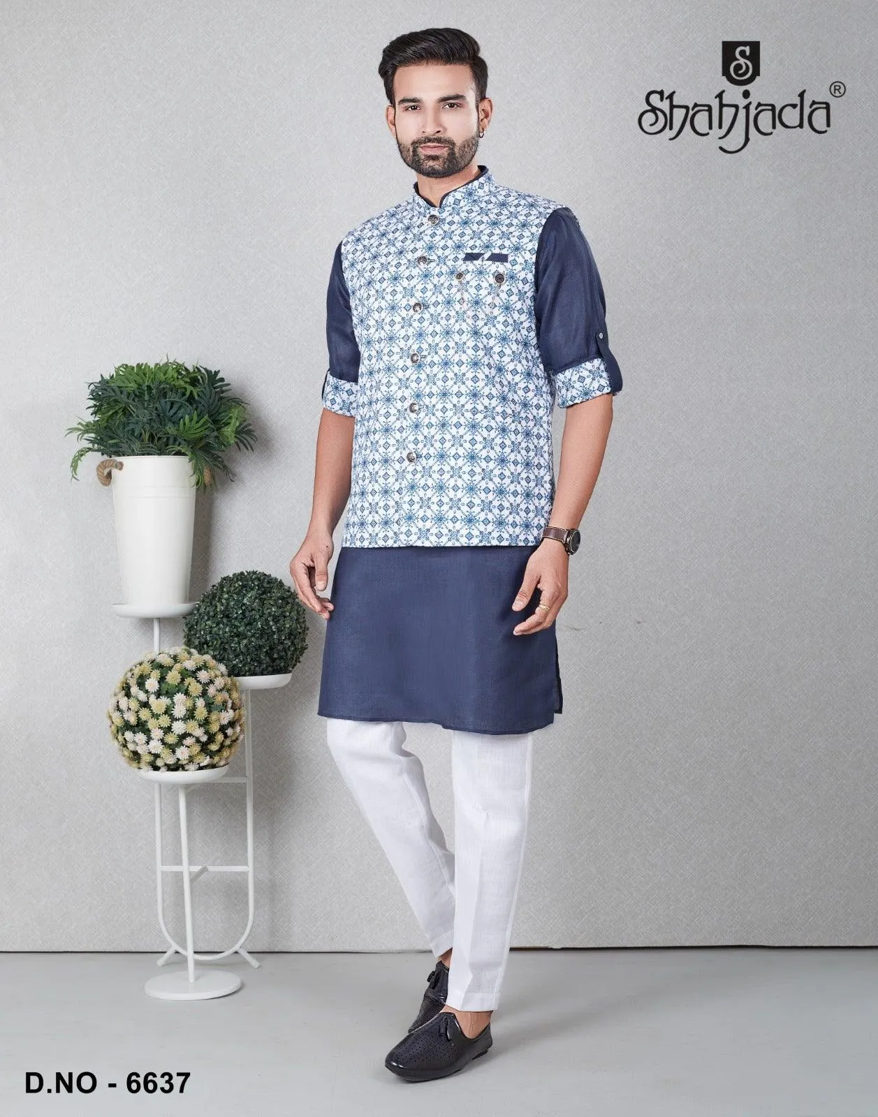 Kurta Jacket Set with Pants 6637