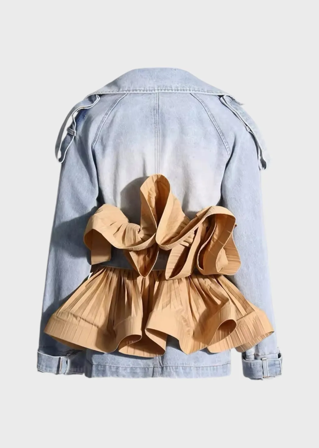 Latoya Ruffled Pleated Detail Denim Jacket