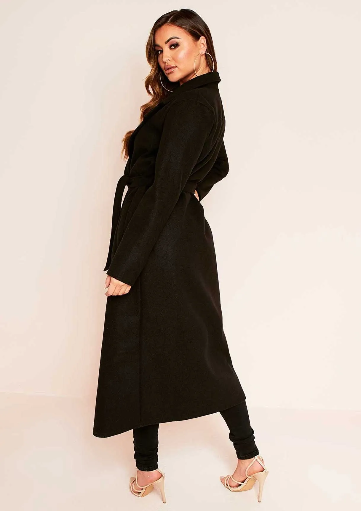 Layla Black Long Belted Formal Coat