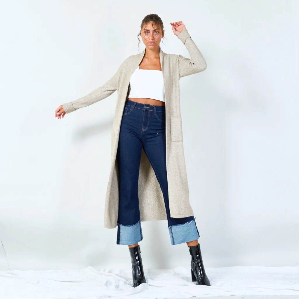 Long open-front cardigan with pockets wholesale