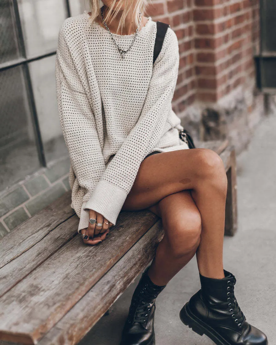 Loose Cozy Knit Oversized Slit Side Sweater