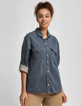 Medium-wash Denim Shirt