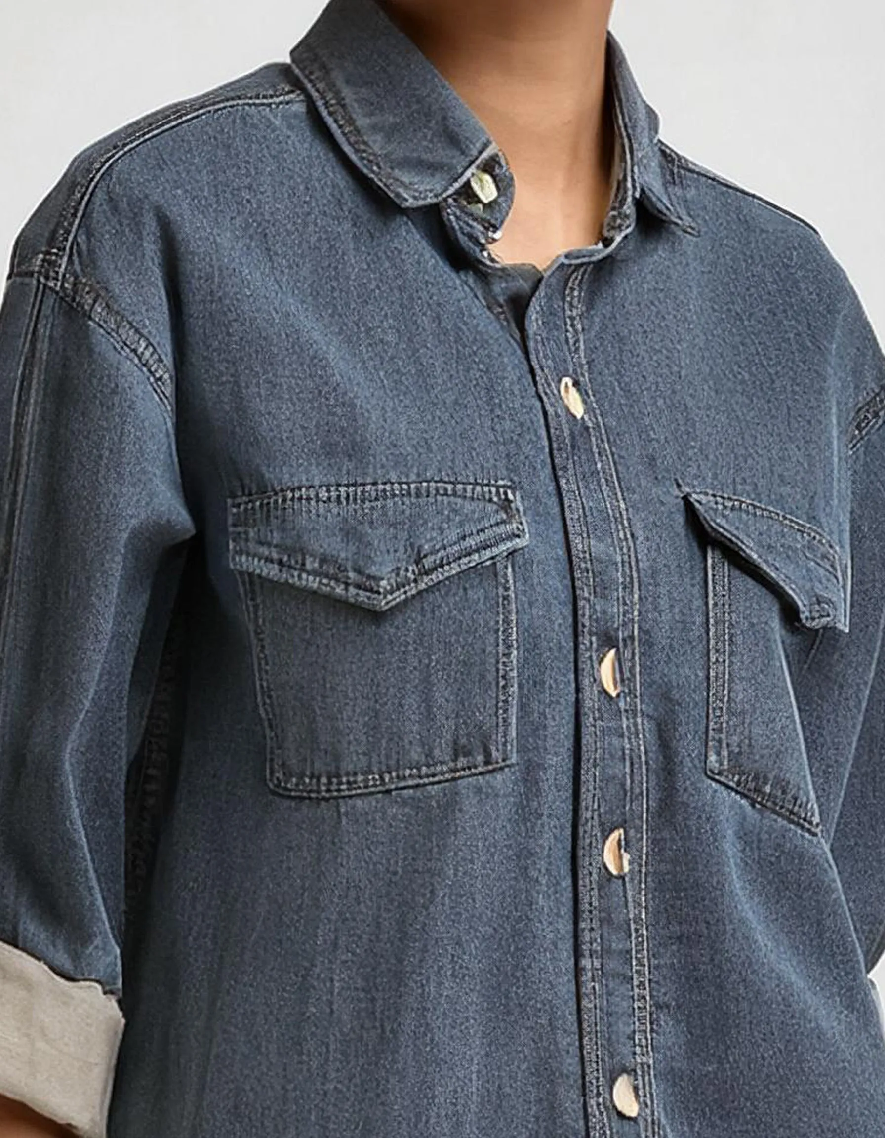 Medium-wash Denim Shirt