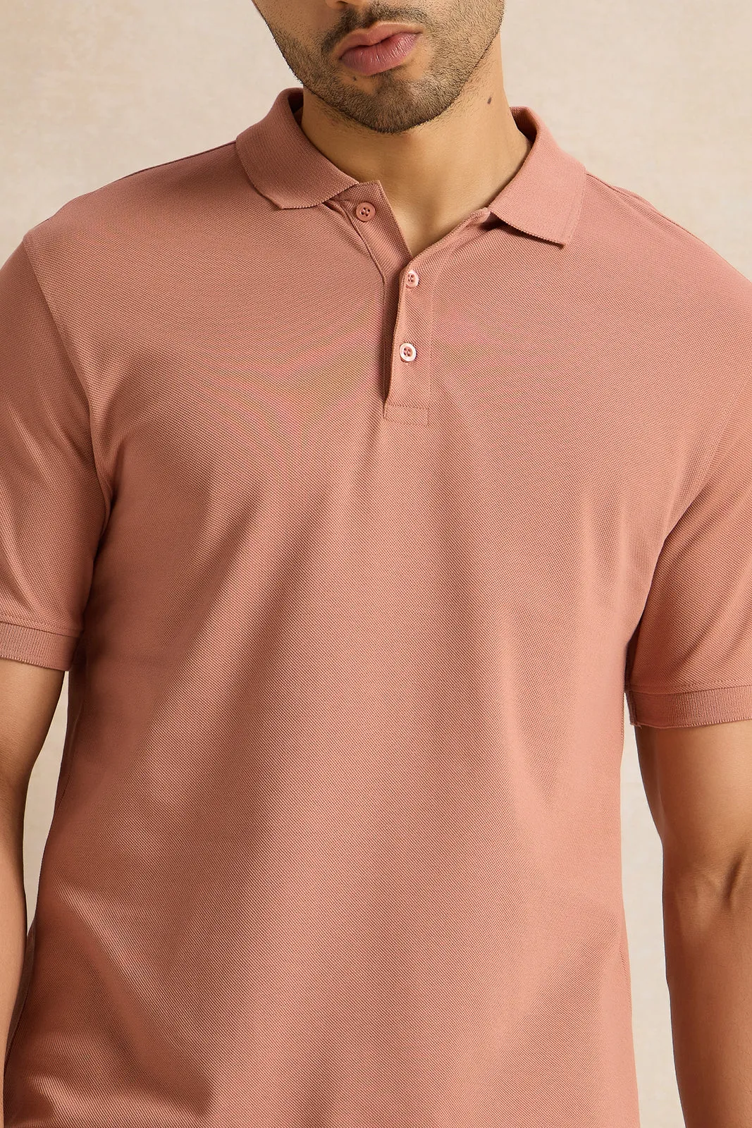 Men Pink Solid Polo Shirt