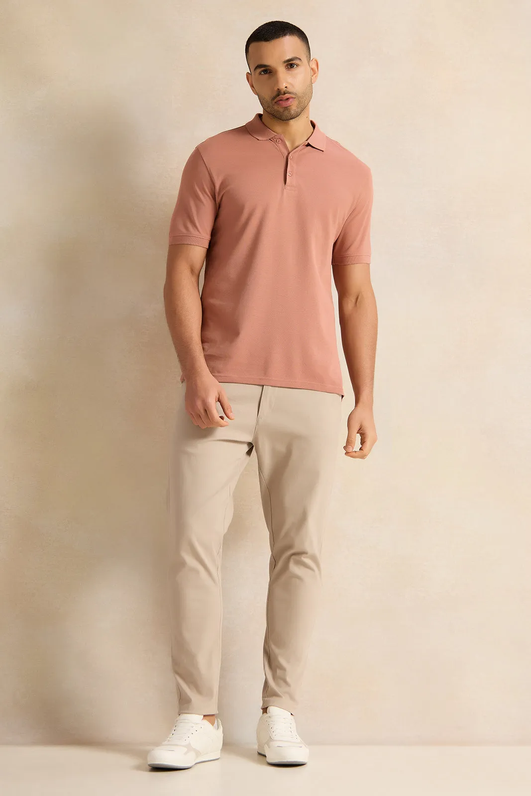 Men Pink Solid Polo Shirt