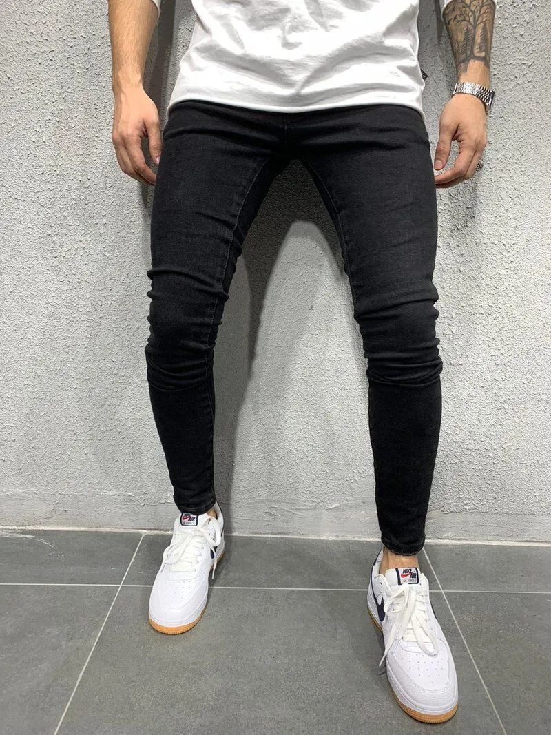 Men's Black Casual Stretch Jeans