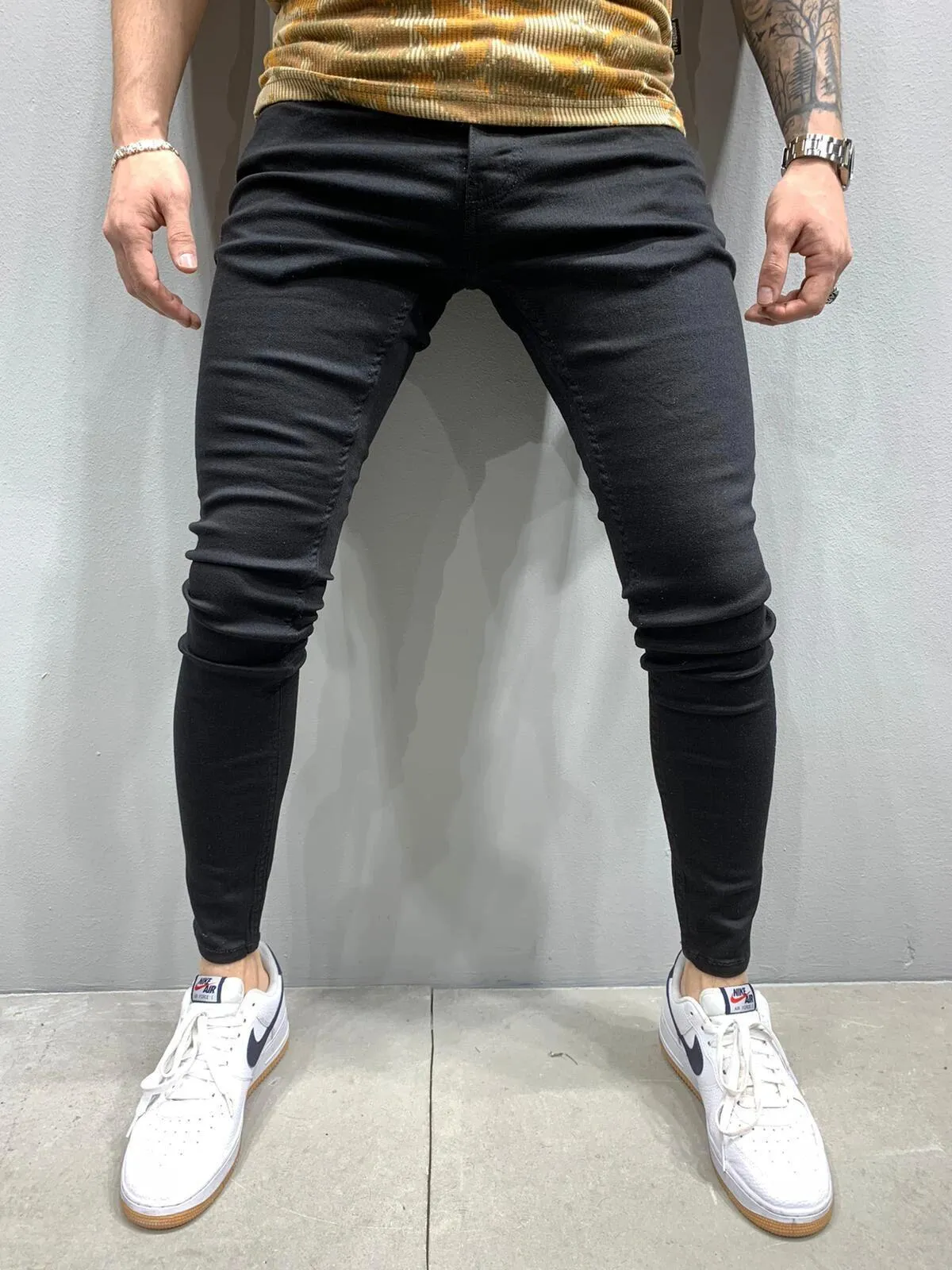 Men's Black Casual Stretch Jeans