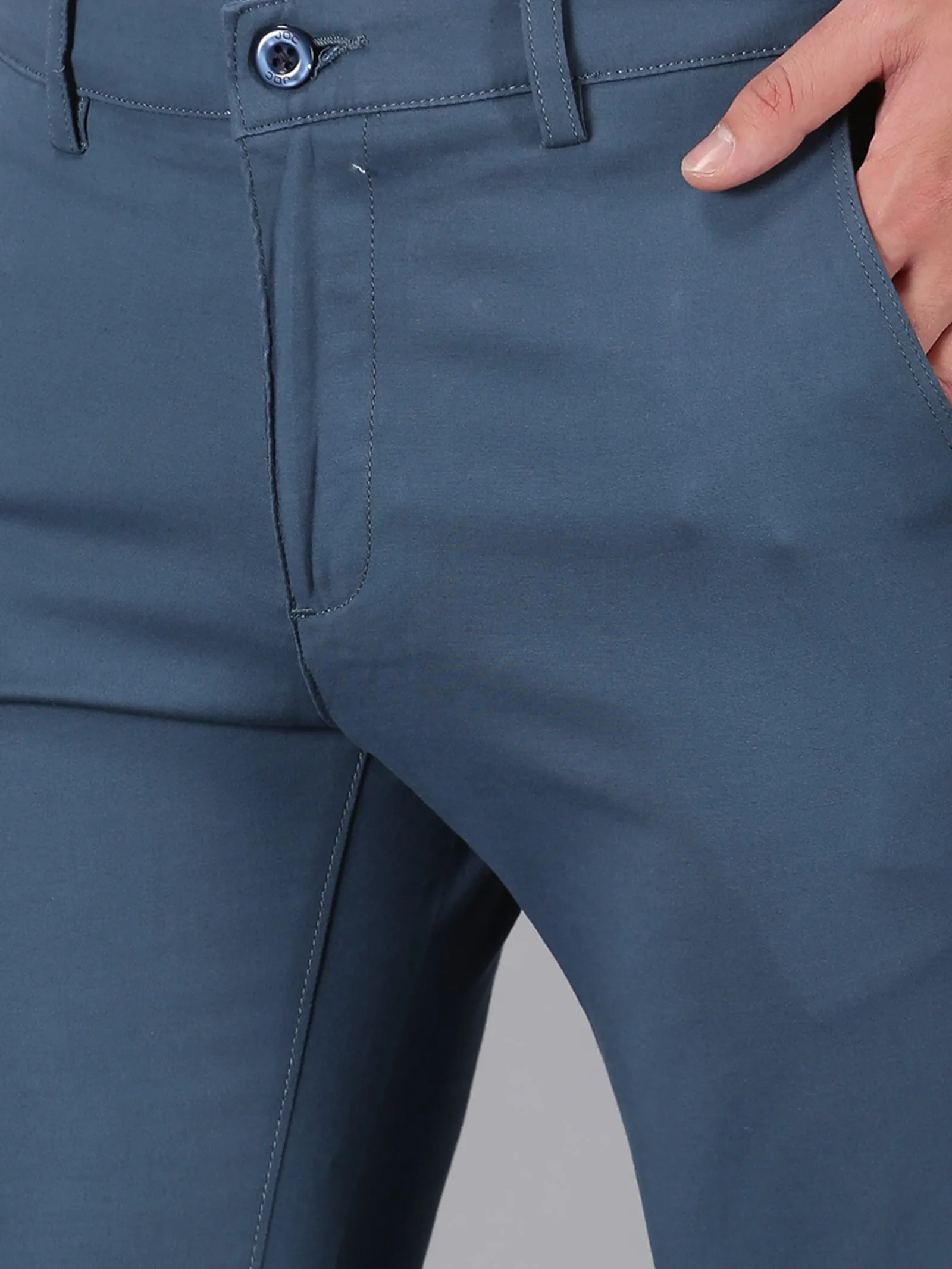 MEN'S BLUE SOLID SLIM FIT TROUSER